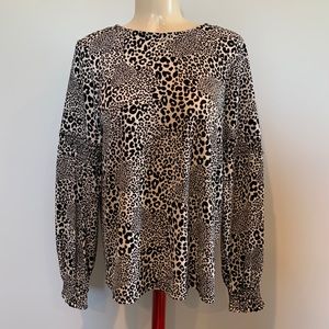 Michael Kors Leopard Print Black & White Top